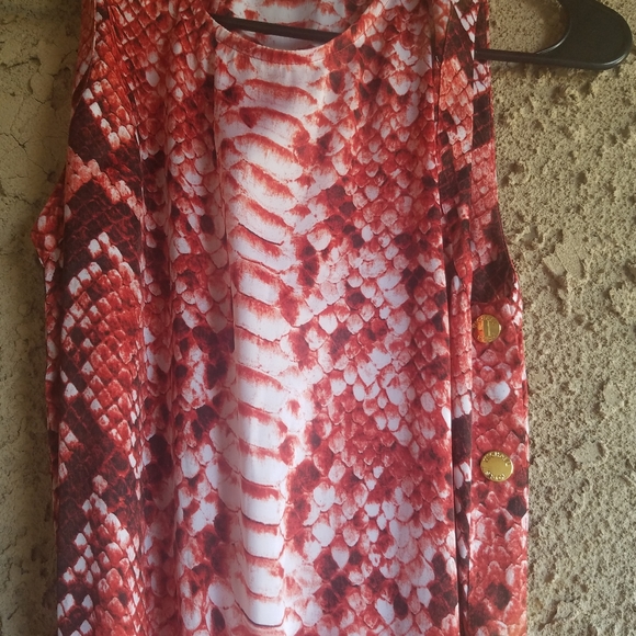 Michael Kors snakeskin print Red Dress snap button Small - Picture 7 of 8